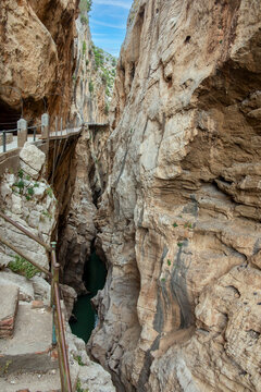 cliffside walkway known as the Caminito del Rey in the province of M&aacute;laga, Spain