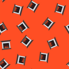 Fototapeta premium seamless pattern burning fireplace cartoon. burning fireplace sign vector