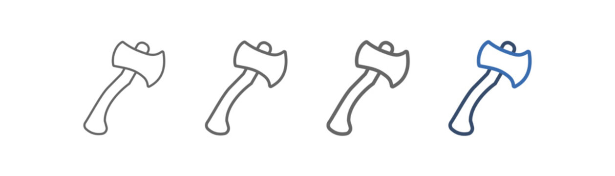 Outline icon set featuring axe designs