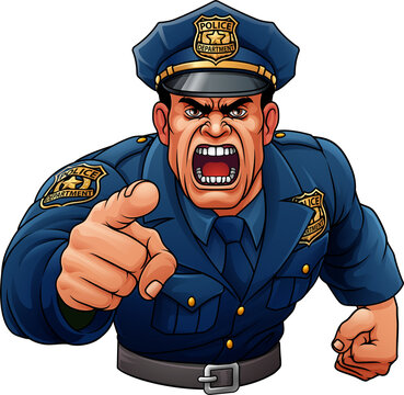 A policeman angry police man cartoon character cop illustration