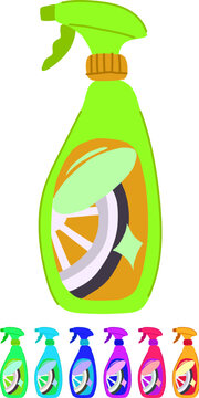 brush wheel cleaner cartoon. tire alloy, chrome brake, degreaser acid brush wheel cleaner sign vector