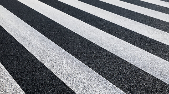Diagonal white stripes on a textured black background create a striking geometric pattern. Perfect for abstract design or urban safety concepts.