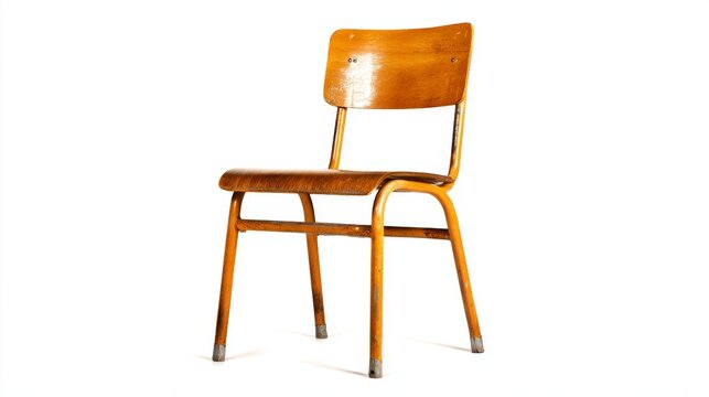 school chair isolated on white background, simple classroom furniture for students, educational seating, study chair, learning environment, school interior, child desk seating, classroom equipment, ed