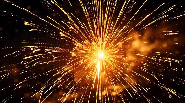 Digital yellow gold exploding firework illustration abstract background