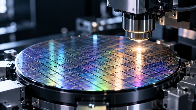 半導体製造をイメージしたシリコンウェハーの精密検査