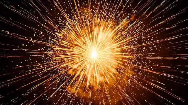 Digital yellow gold exploding firework illustration abstract background