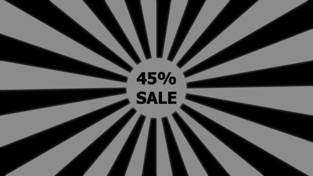 Comic retro background. Sunburst, radial, sunlight, 45,SALE ,circus, stripe background rotation Fantastic tunnel, .Abstract tunnel .Wallpaper with black and white shapes.4k animation motion video.