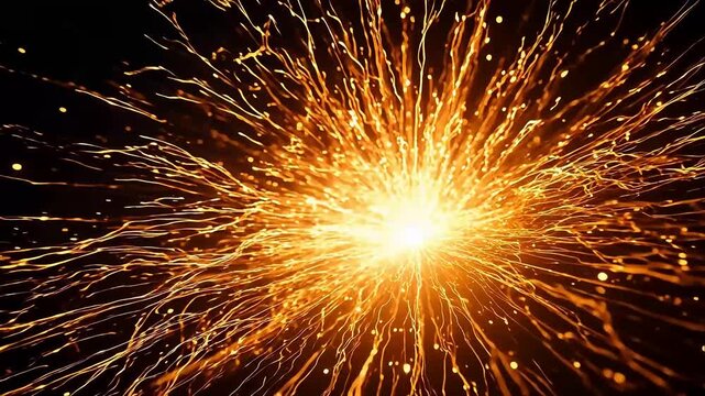 Digital yellow gold exploding firework illustration abstract background