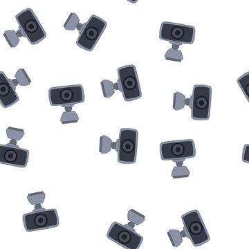pattern photo web camera cartoon. film equipment, lens symbol, black graphic photo web camera sign. seamless symbol vector illustration