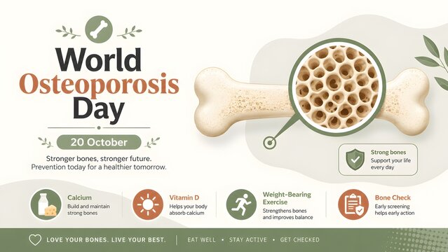 World Osteoporosis Day Awareness Campaign Infographic with Bone Health Guide