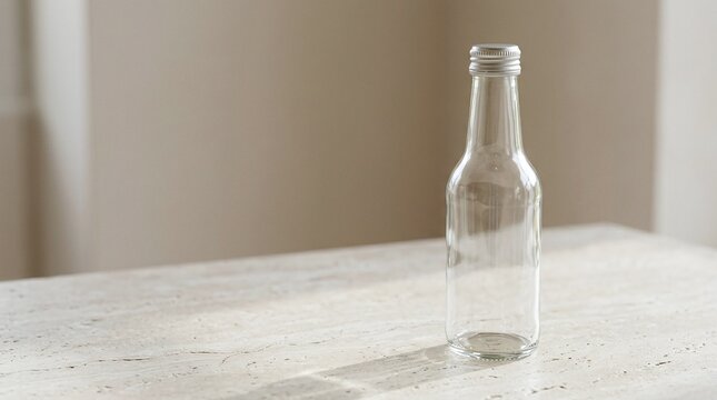 Glass beverage bottle - Plain drink bottle with silver cap