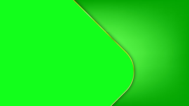 Abstract green background with a curved shape and golden border, elegant template design for presentations