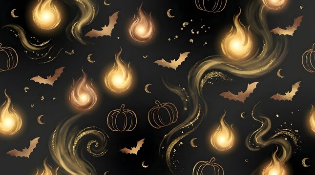 Halloween pumpkin and bat decorative pattern