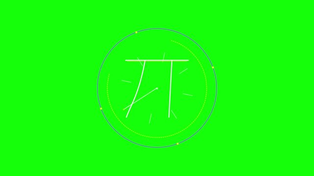 Minimalist Hand Drawn Pi Symbol Animation on Chroma Key Green Screen