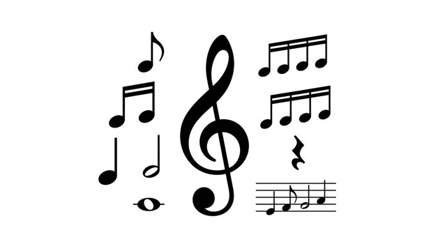 Music Notes Melody Symbol and Treble Clef Musical Notation Vector
