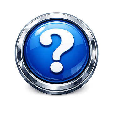 Question Mark Button Icon &ndash; Blue Glossy Help Symbol