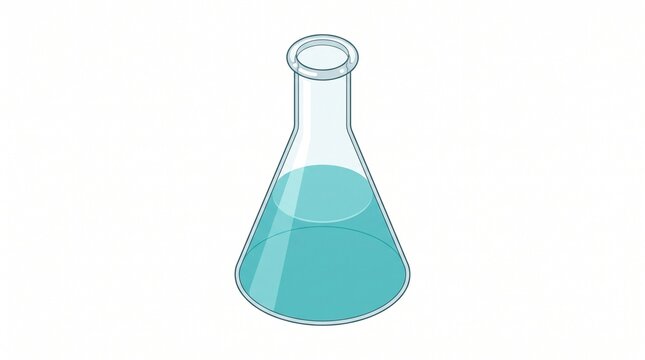 Glass erlenmeyer flask with blue liquid chemical flask laboratory glassware science experiment