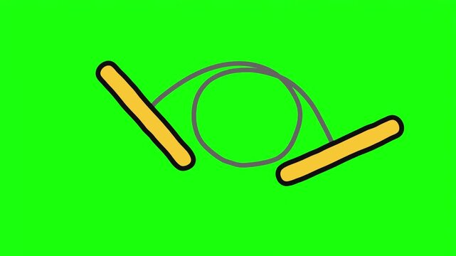 Jumping rope skipping tool vector illustration isolated on bright green screen background overlay.