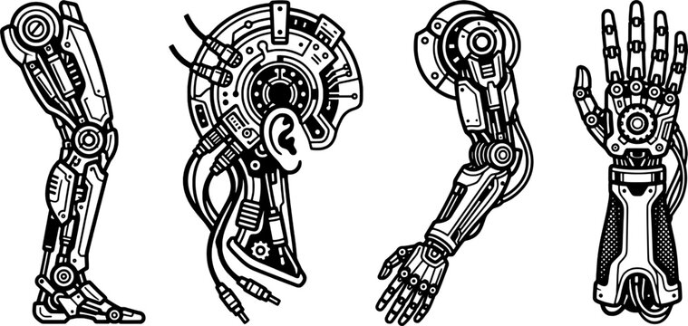 Bold Precise Contour Advanced Bionic Limb Graphic Asset