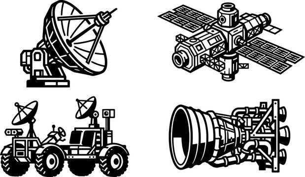 Isolated Space Exploration Deep Space Communication Array Vector Set