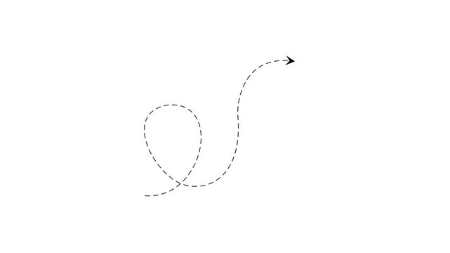 Animated dashed line path with arrowhead loop motion overlay