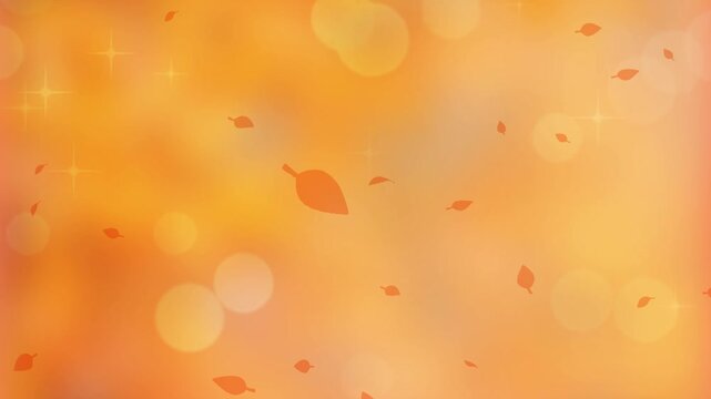 Watercolor autumn leaves.Falling leaves background.Abstract soft glowing light.Animation video.  秋　自然　CG 動画　キラキラ　シンプル　抽象的　落ち葉　舞う　散る　紅葉　行楽　登山　ハイキング
