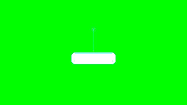A professional 4K animated callout UI panel without text, featuring a sleek, modern white cyberpunk aesthetic oriented from the top down. Rendered on a pure chroma key green background.