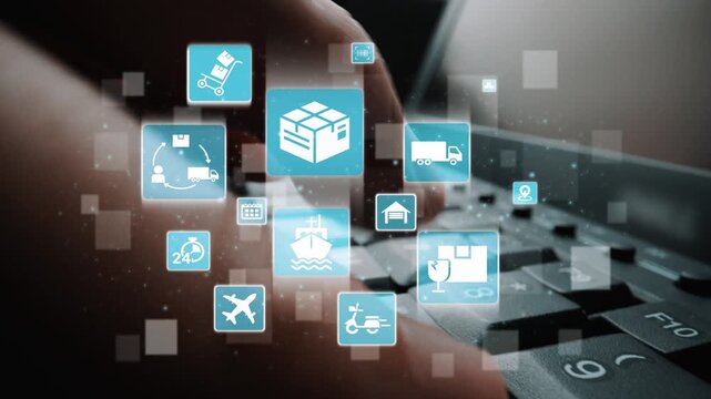 Goods delivery tracking icons show shipping, goods delivery routes, and loFunnelics monitoring. Goods delivery tracking ensures timely goods delivery, secure handling, and accurate tracking. Funnel