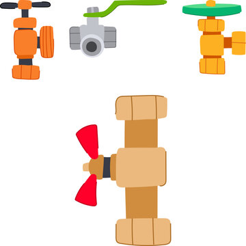 Various types of plumbing valves including a gate valve, stopcock, and ball valve, offering essential components for water systems and liquid flow regulation in residential and industrial settings