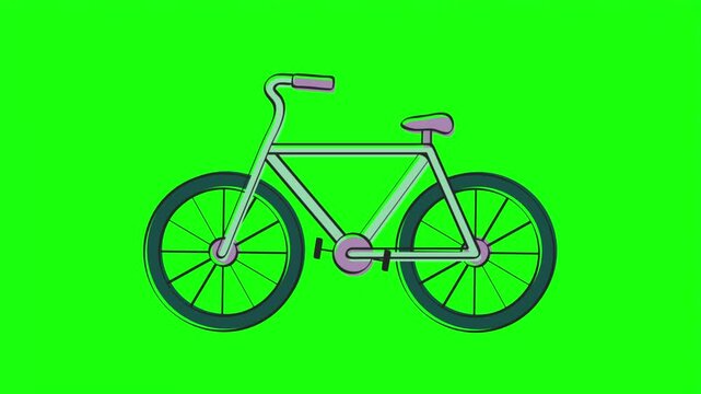 Bicycle vector illustration isolated on bright green screen background for video overlay element.