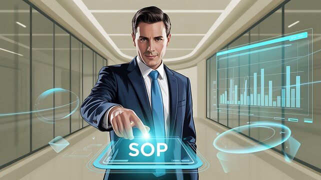 Business standard operating procedure concept with professional using digital interface
