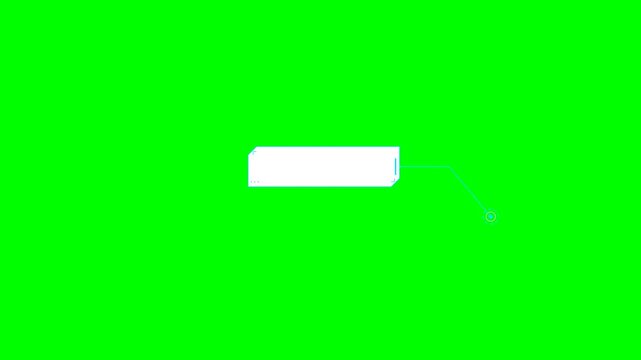 A professional 4K animated callout UI panel without text, featuring a sleek, modern white cyberpunk aesthetic oriented to the left. Rendered on a pure chroma key green background.