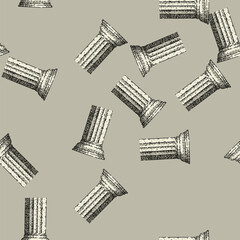 Obraz premium pattern Ancient column illustration showing a classical doric style architectural element with fluted shaft and capital, representing history, support, and strength in outline vector art