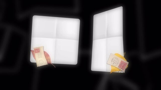 Abstract background featuring floating white paper sheets with currency bills.