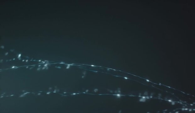 A sparse luminous signal travels across an abstract environment and produces faint delayed copies at different depths, the echoes gradually overlap and disappear before a new signal begins the cycle