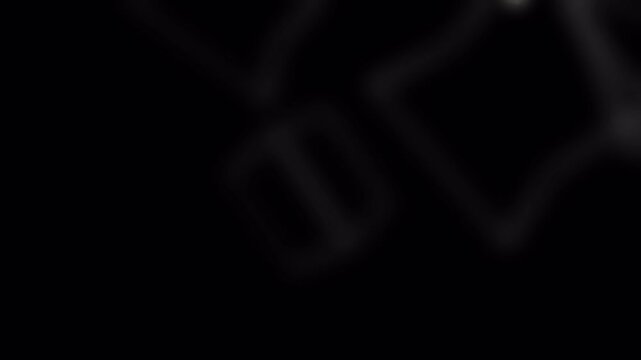 Abstract geometric white panels with currency elements on black background.