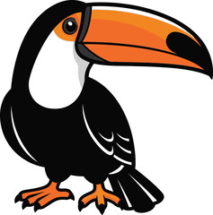Fototapeta premium Vibrant Tropical Toucan Bird Cartoon Illustration Isolated on White Background