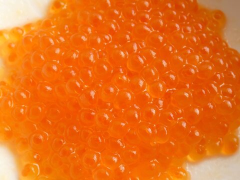 Macro Close Up of Red Salmon Caviar