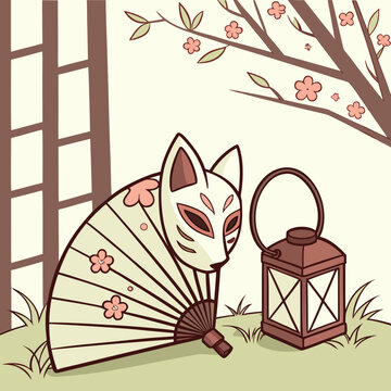 japanese lantern with flowers