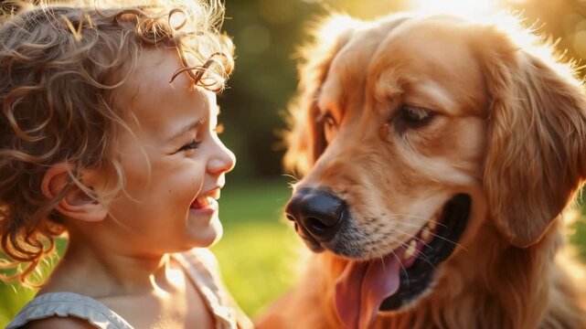 Unbeschwertes Lachen zwischen Kind und Hund