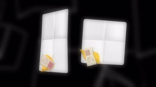 Blank folded paper templates with yellow decorative accents on black background.