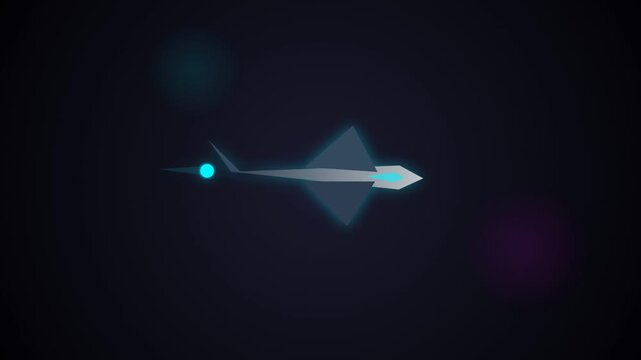 Stylized geometric manta ray icons animate in a repeating dark grid