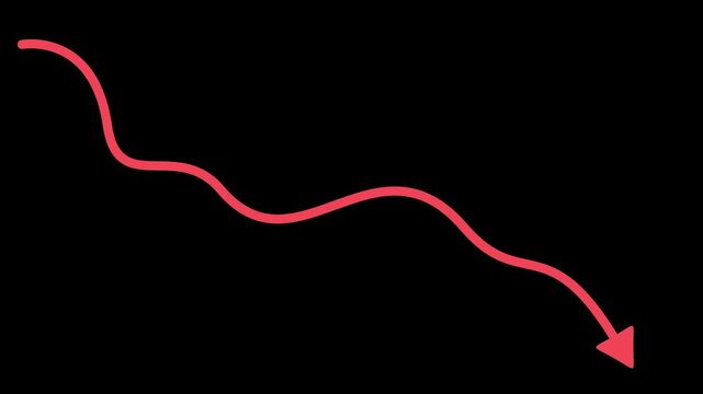 Curved arrow line pointing downward simple minimal graphic animation