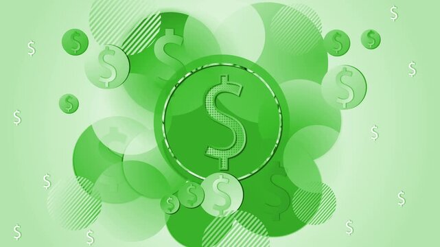 Abstract background with dollar symbols and overlapping circles animation, Background finance money investment and digital economy animated