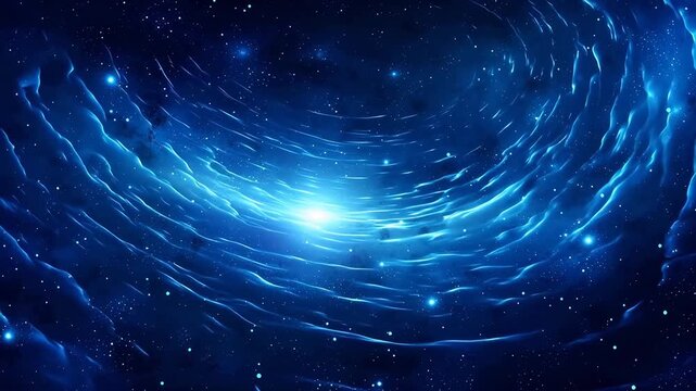 Digital galaxy in blue with stars and spirals in space background