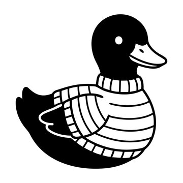 Cute Cartoon Duck in Sweater Illustration for Children's Design