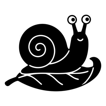 Cute Cartoon Snail Character with Leaf Vector Illustration Design