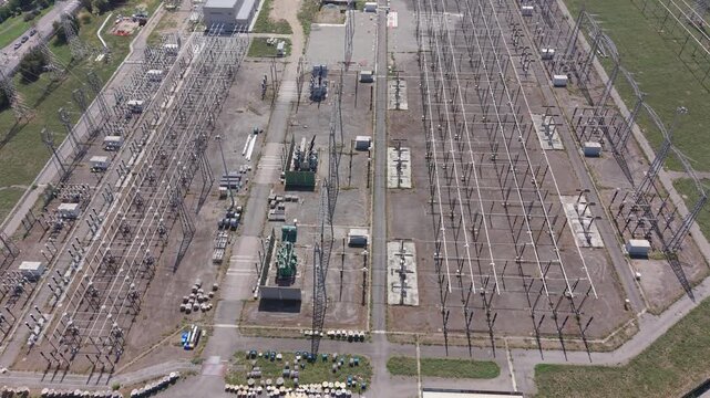 Power Grid Infrastructure Near Milan Italy Aerial View