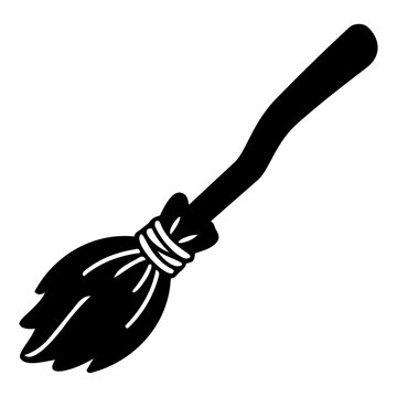 Simple Black and White Illustration of a Cleaning Broom Stick
