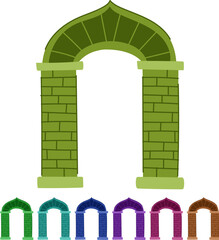 Obraz premium Stone archway structure on white background, flat vector symbolizing entrance, passage, portal, framework, and historic architecture for design and concept use